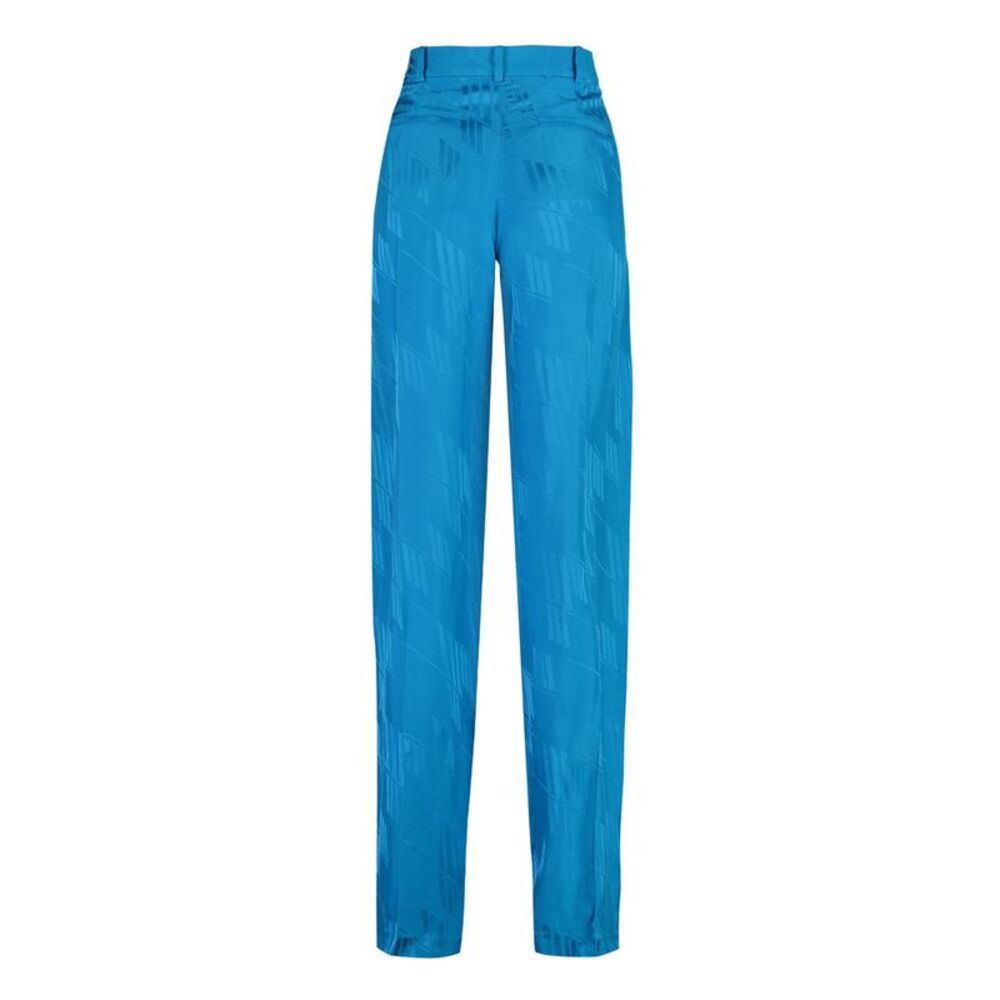 THE ATTICO Geometric Jacquard Wide Leg Pants Women BLUE